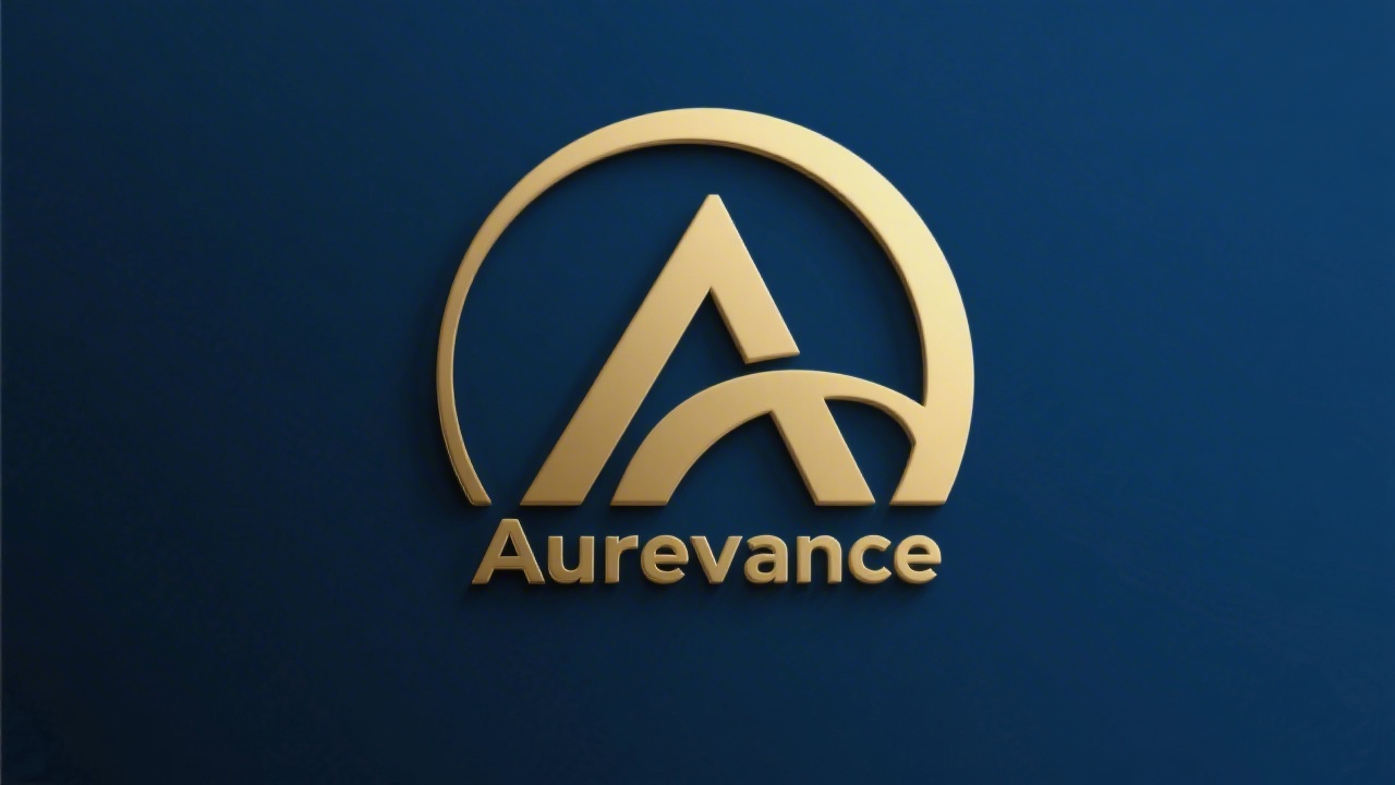Minimalistic abitflowex logotype with stylised letter A inside a circle using gold accent on dark blue background